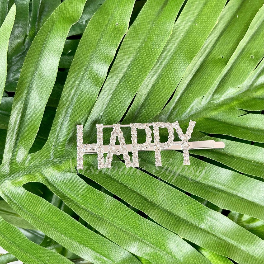SOLD OUT NWT Happy Faux Rhinestone Hair Clip Barette